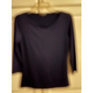judyp Women's Navy Blue 3/4 Sleeve Boat Neck Top Size S